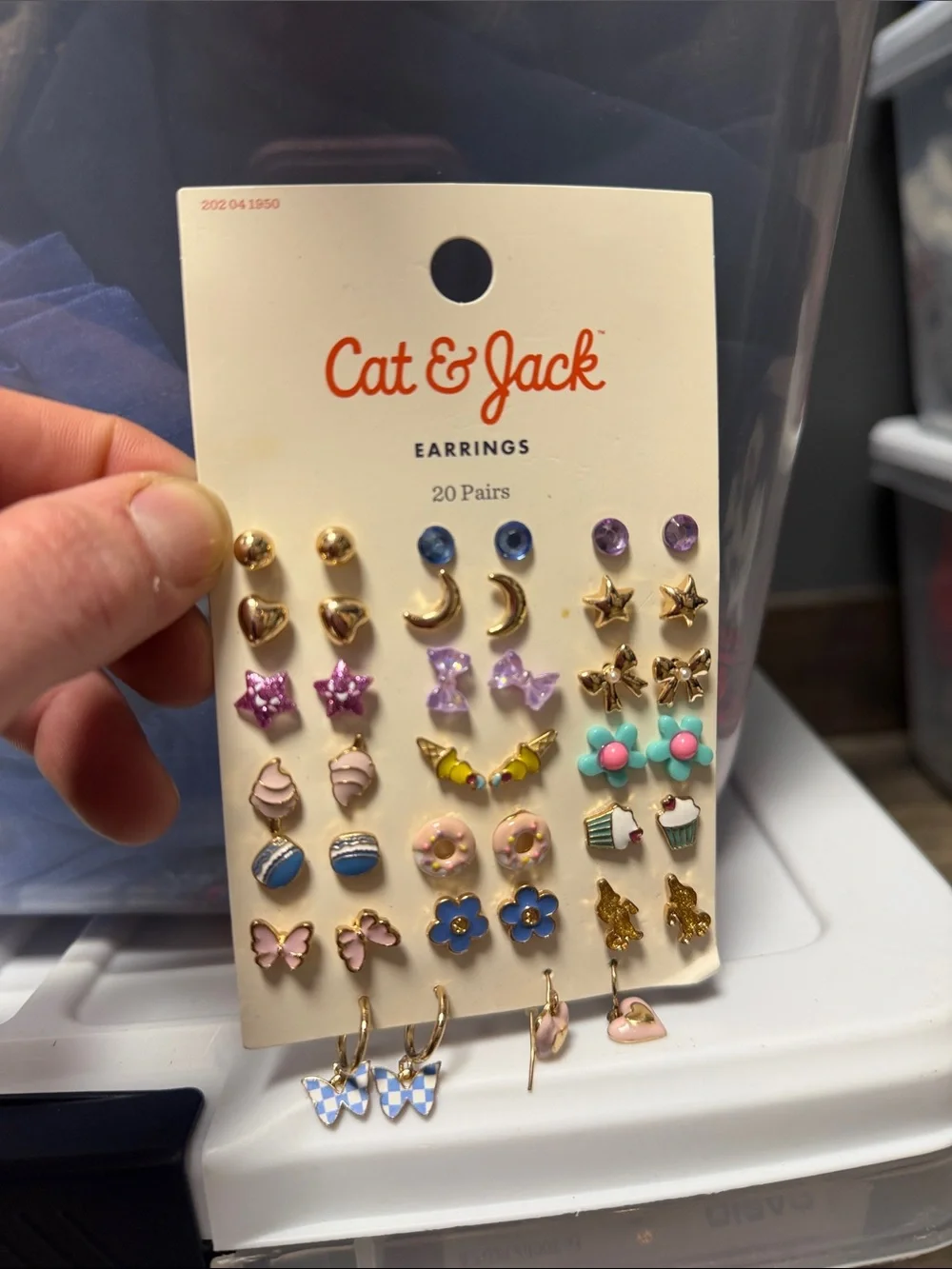 Cat & Jack Pastel 20-Pair Girls' Earring Set - Pink, Blue, Purple & Gold